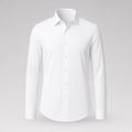 Wrinkle-free fitted dress shirt in white, clean front, no chest pocket