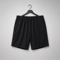 Stretch casual shorts in black, hanging front view