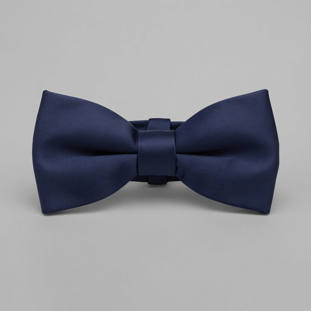 Navy pre-tied bow tie, silk-look